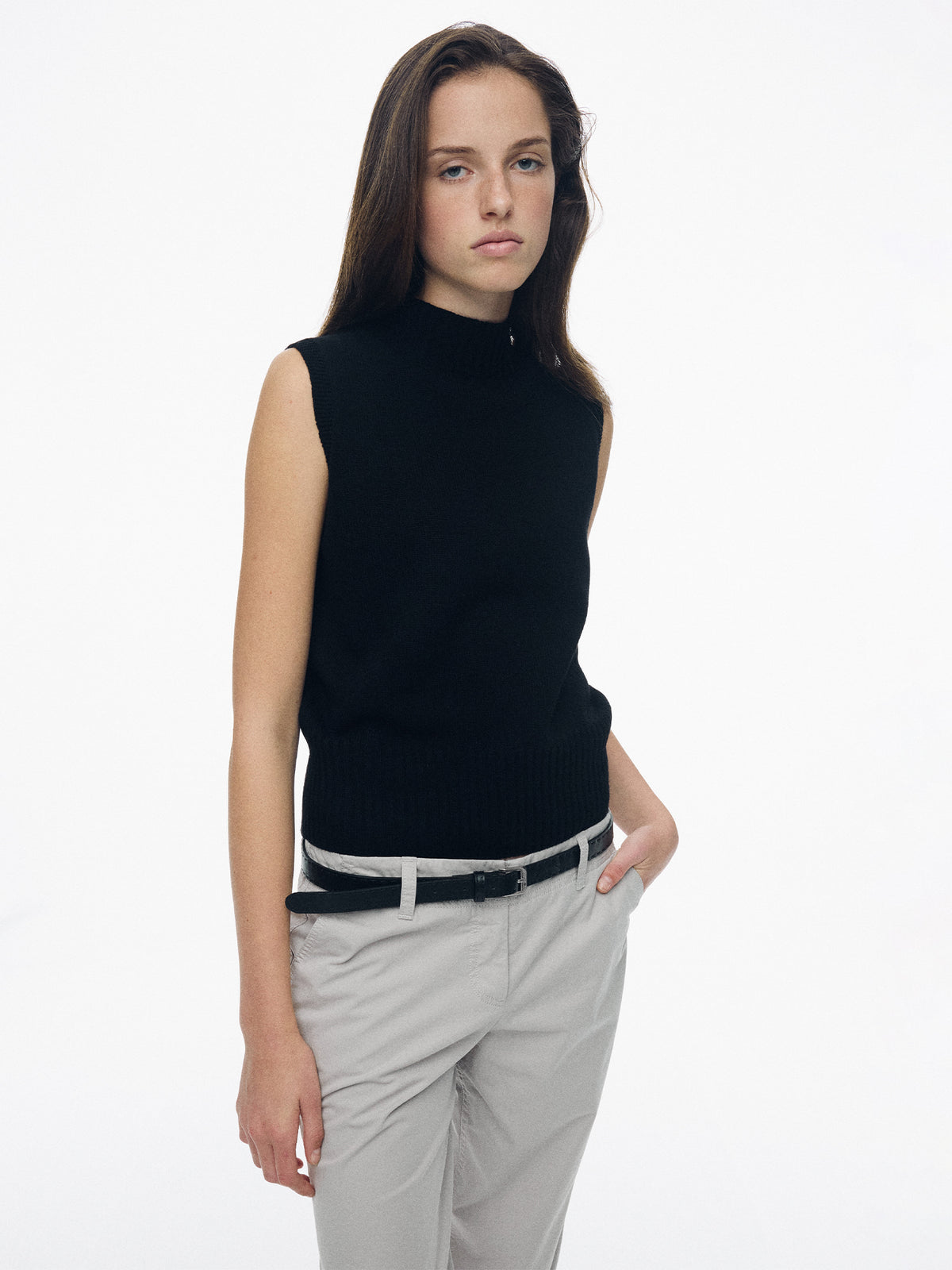 Nothing Written Stitch leather belt (Black)