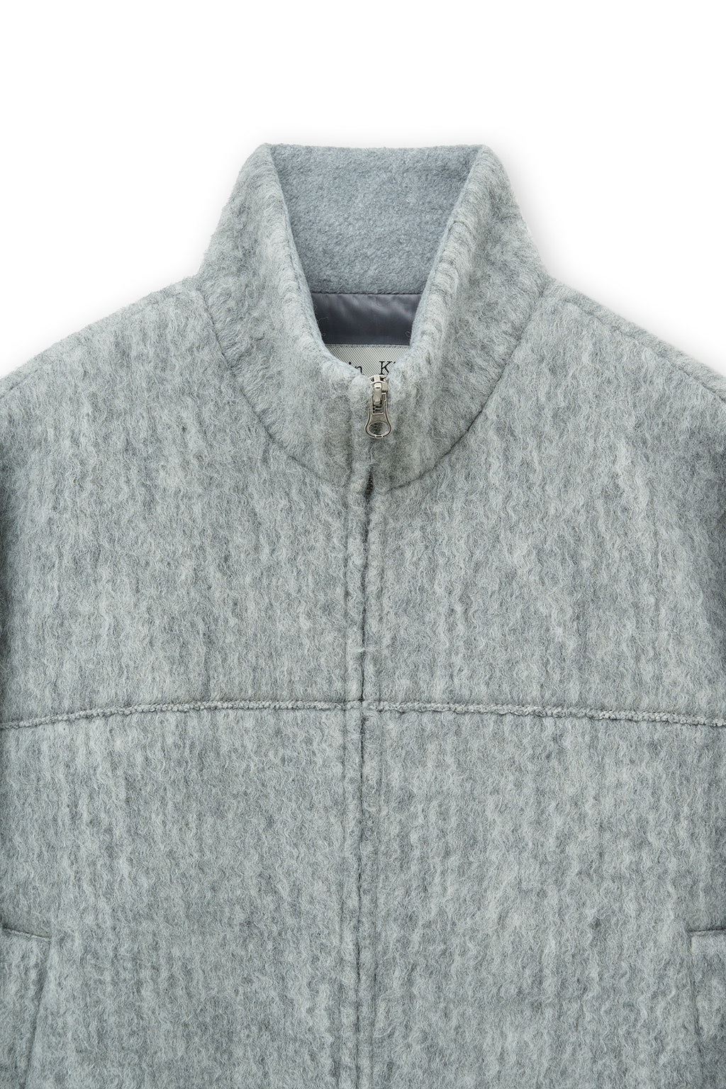 Matinkim Hairy High Neck Zip UP Jumper IN Light Grey