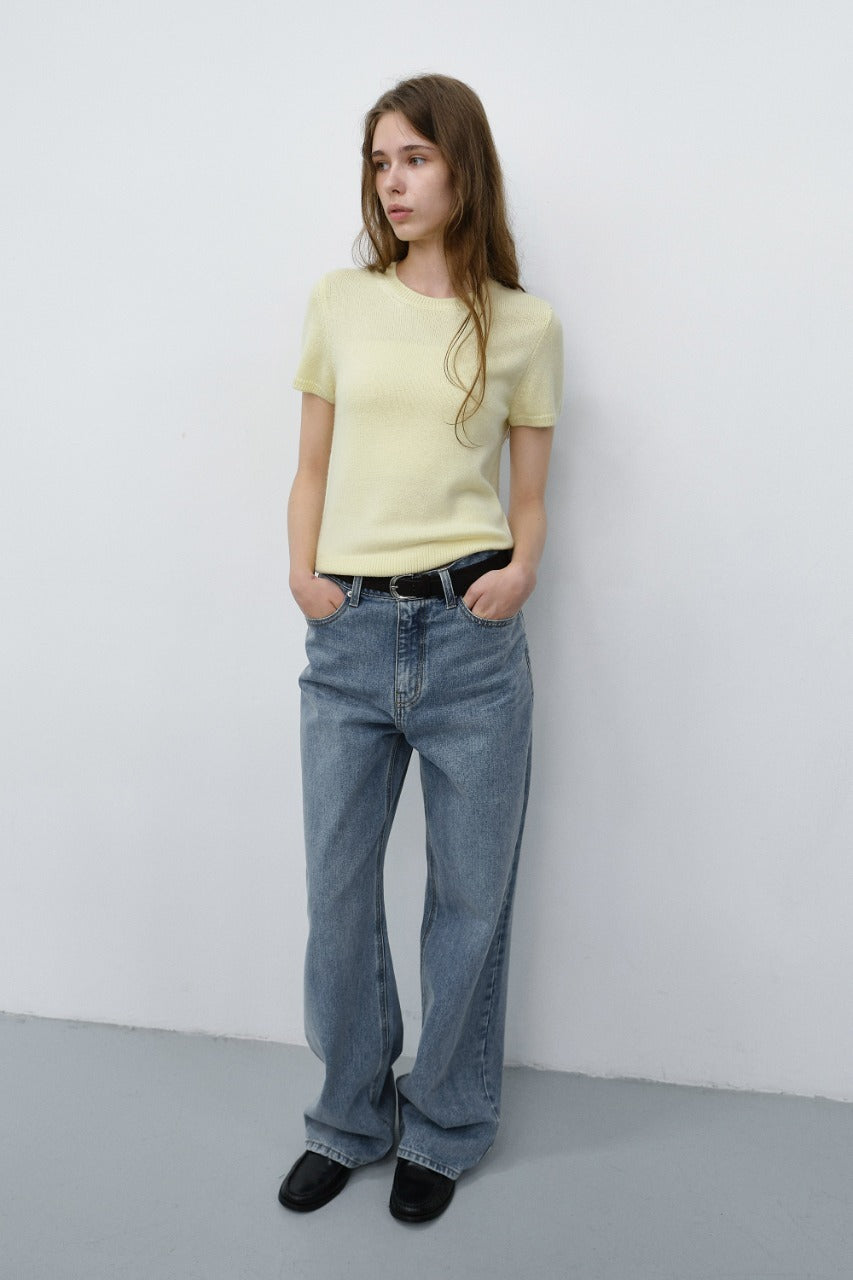 Dunst Half Sleeve Knit Top Lemon Butter