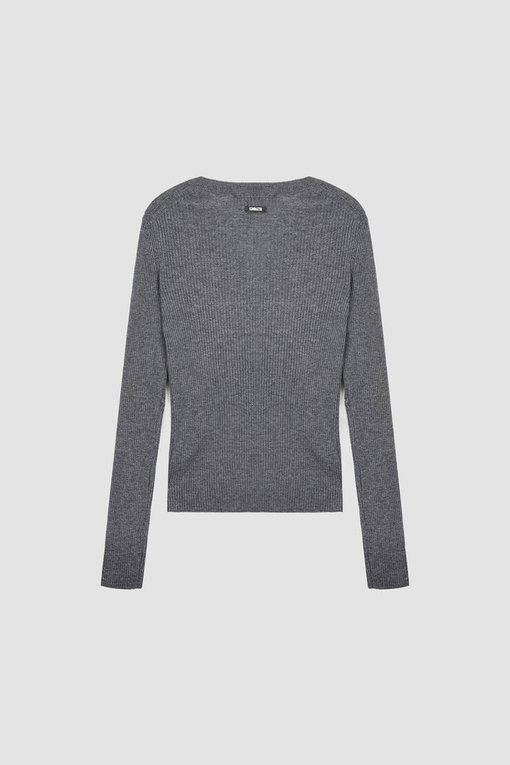 Matinkim Slit Point Slim Knit Top IN Grey