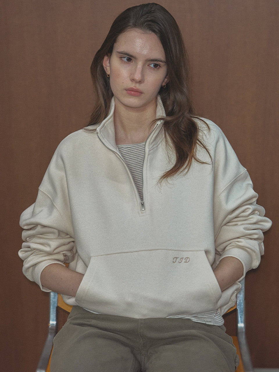 Tillidie Brushed Zip Up Mtm Cream