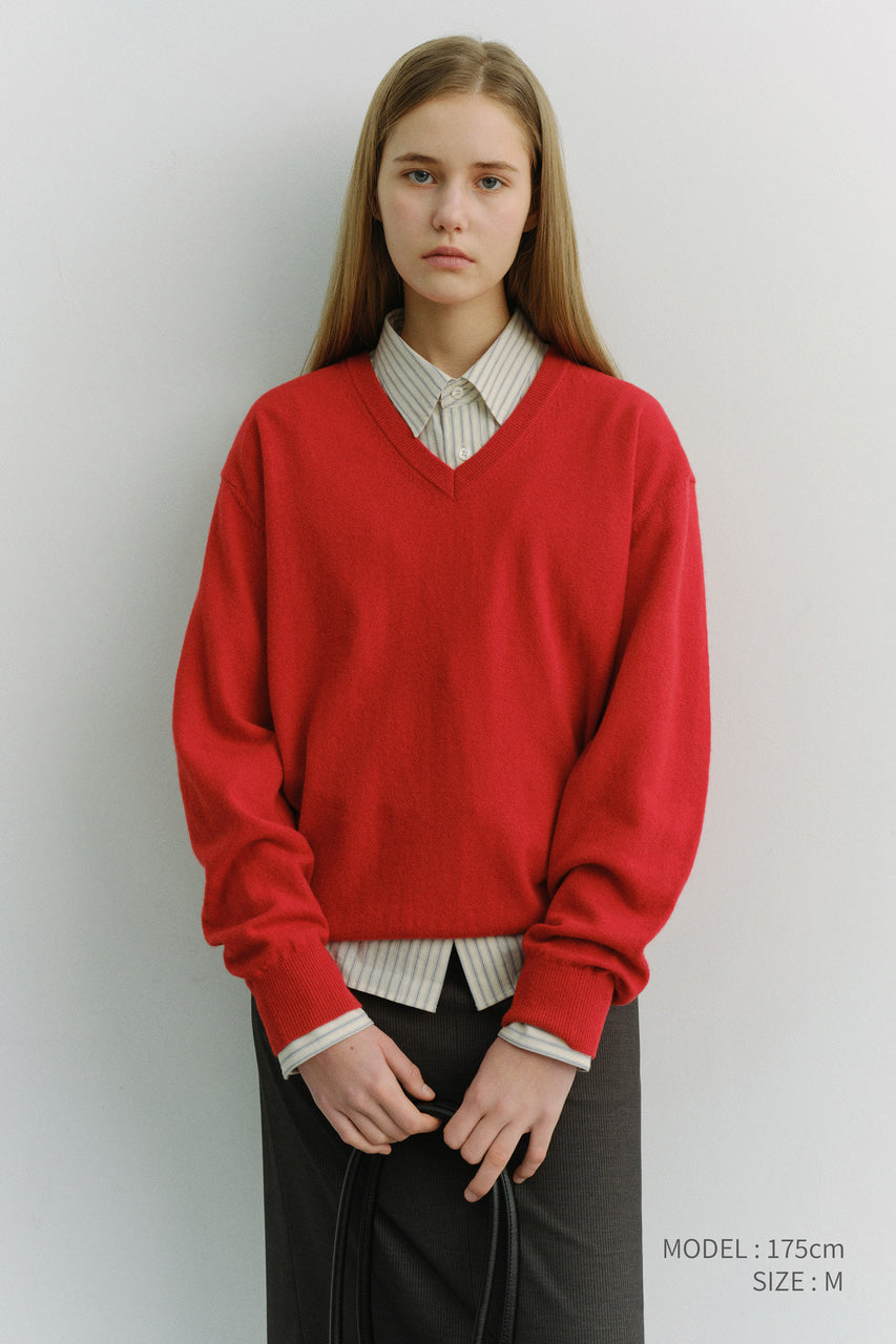 Dunst Unisex Soft V-Neck Sweater Tomato Red