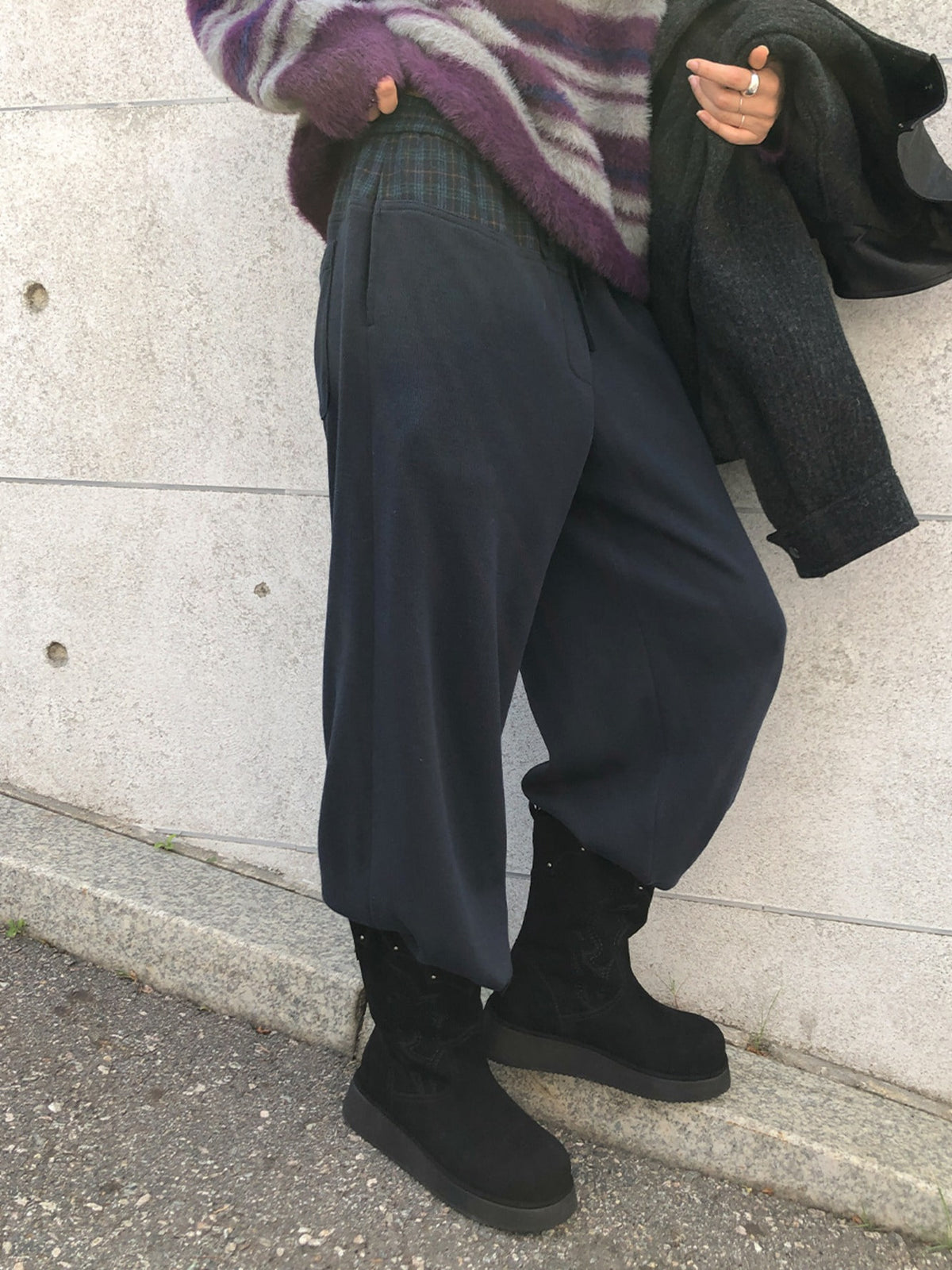 Raive Check Layered Banding Pants
