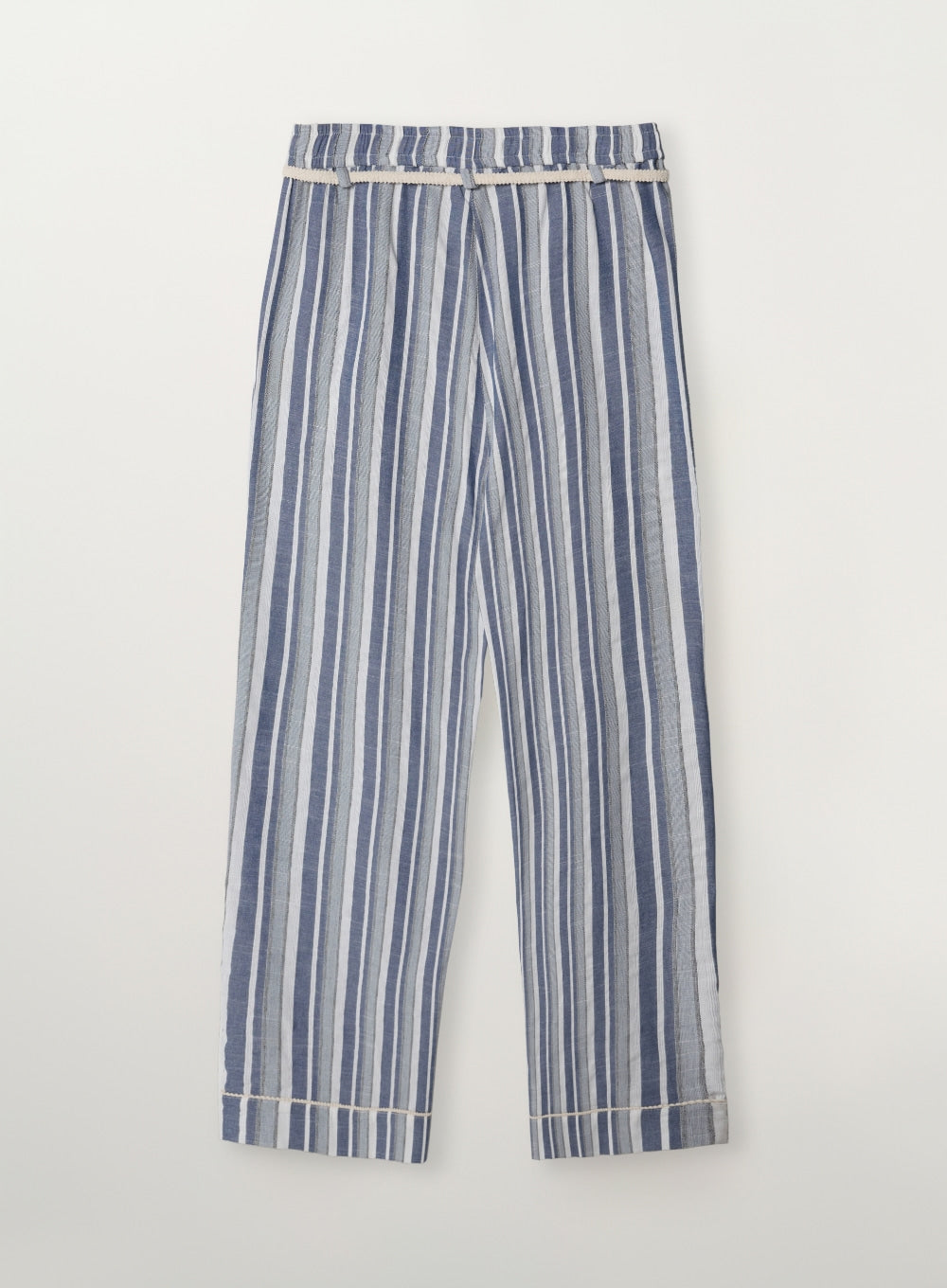 [satur] Homewear Stripe Lace-up Banding Pants - Blue