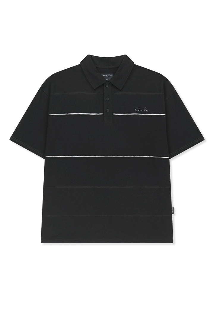 Matinkim Cut Out Block Collar Top For Men IN Black