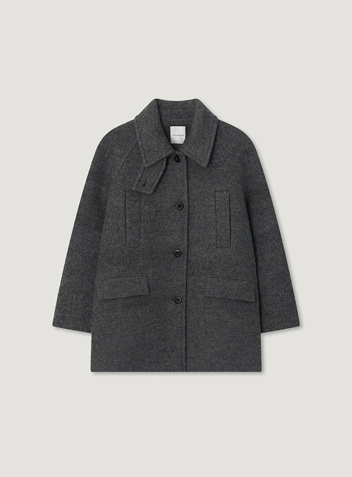 Mango Maniplease Bello Wool Coat Charcoal