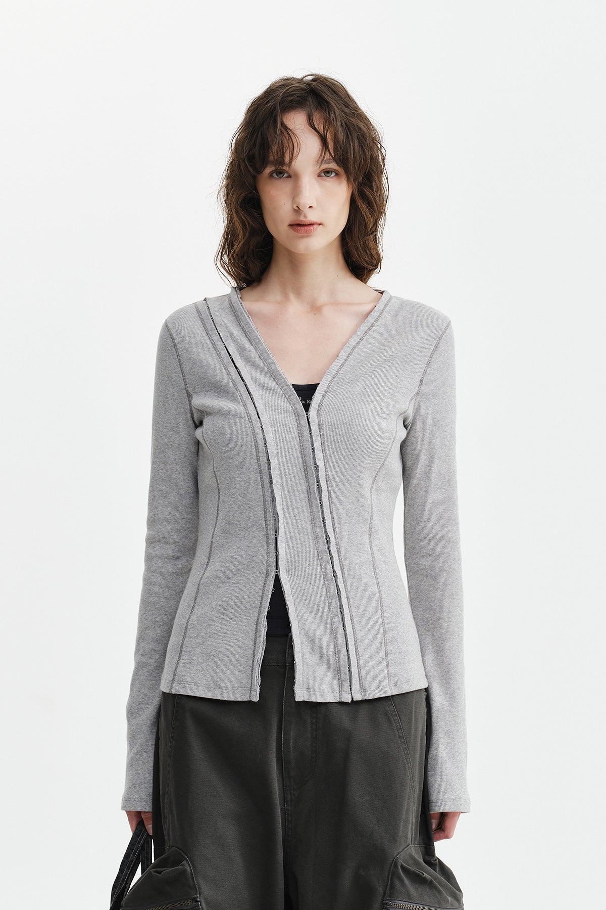 Matinkim Multi Styling Hook Detail Slim Top IN Grey