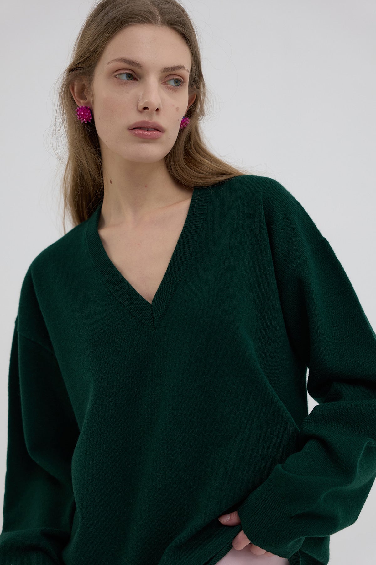 Overdueflair Classic V-Neck Knit Dark Green