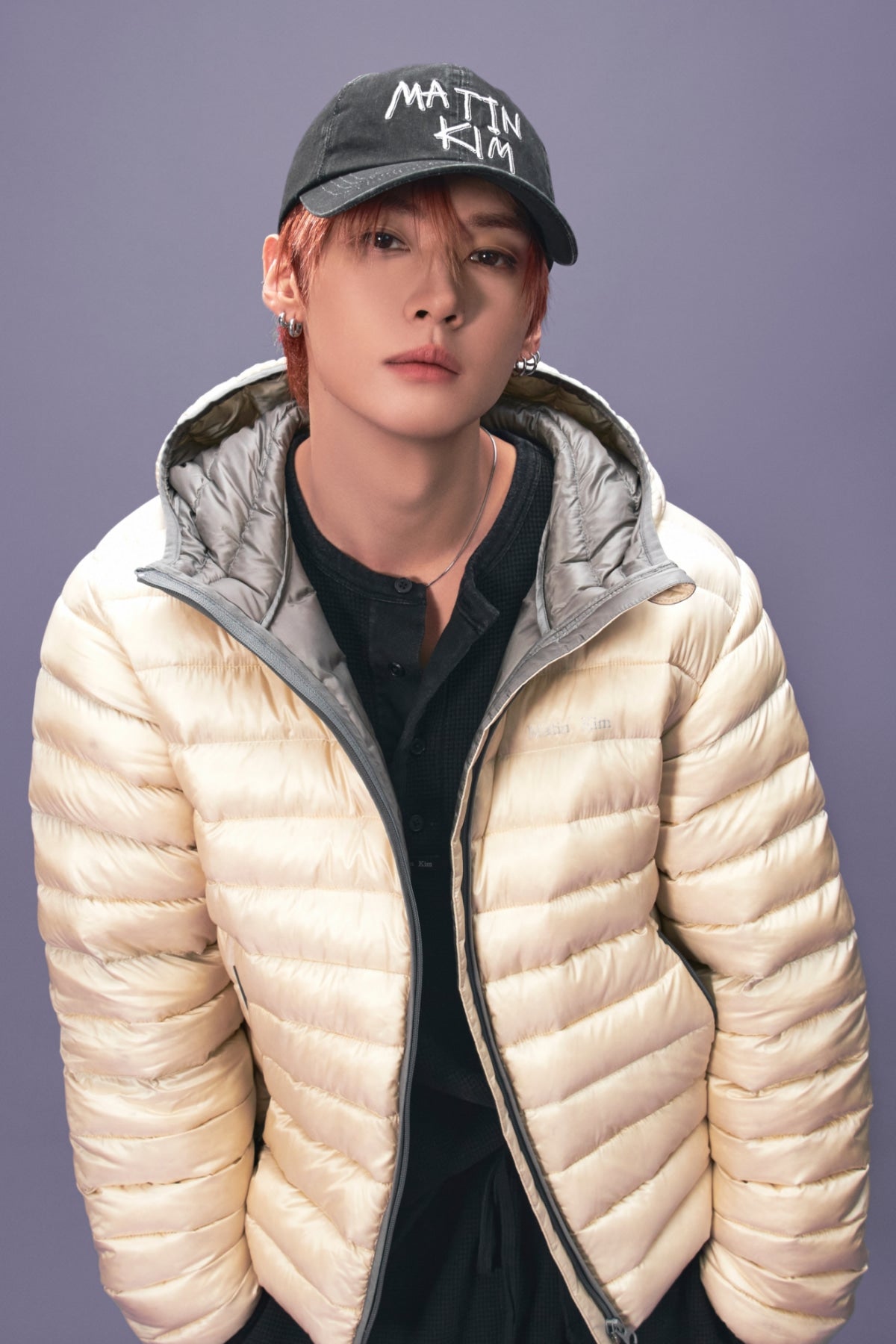 Matinkim Contrast Trim Light Down Hoody Jumper IN Light Beige