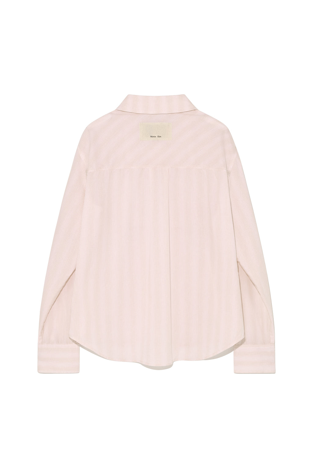 [matinkim] CUFFS BUTTON POINT STRIPE SHIRT IN LIGHT PINK