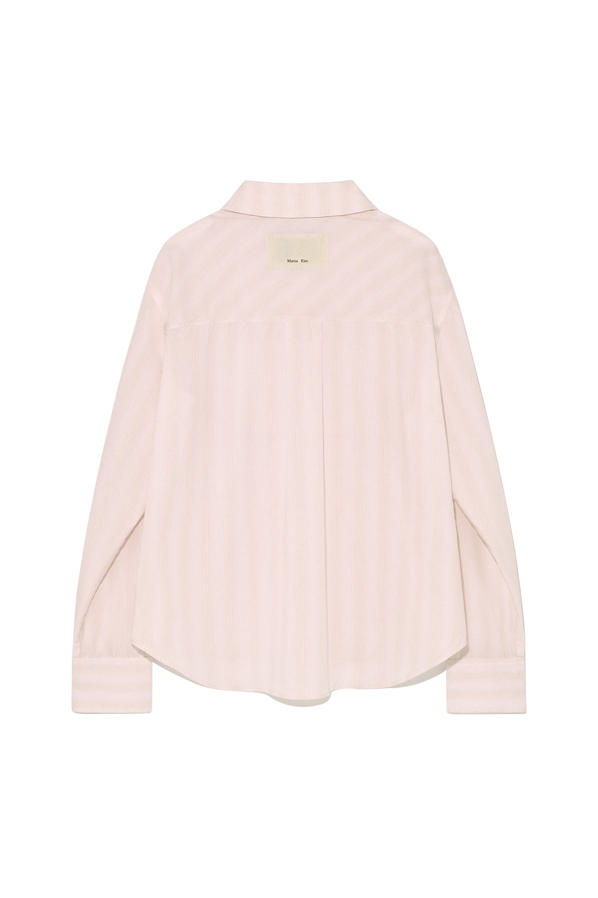 [matinkim] CUFFS BUTTON POINT STRIPE SHIRT IN LIGHT PINK