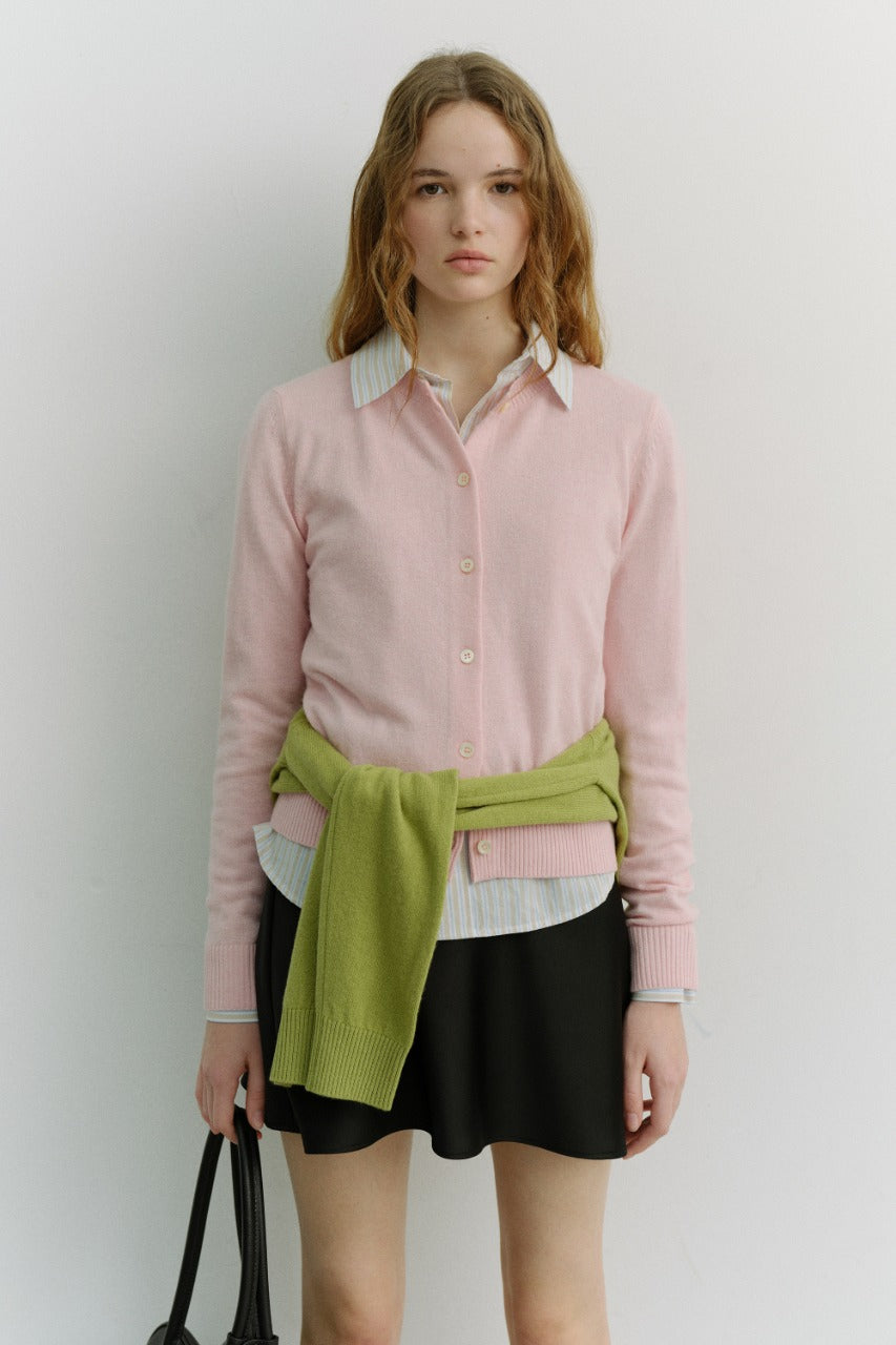 Dunst Essential Crewneck Knit Cardigan Soft Pink