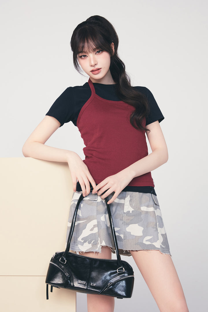 Matinkim Cargo Mini Denim Skort IN Beige