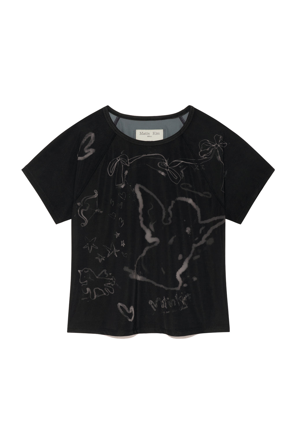 Matinkim See Through Printing Top IN Black