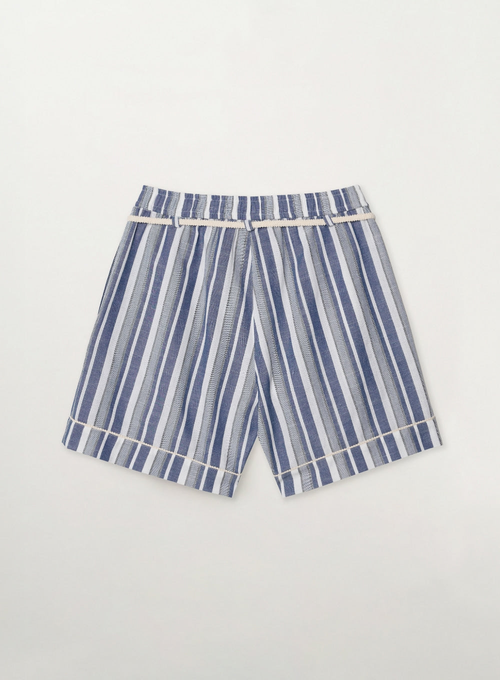 [satur] Homewear Stripe Lace-up Banding Shorts - Blue