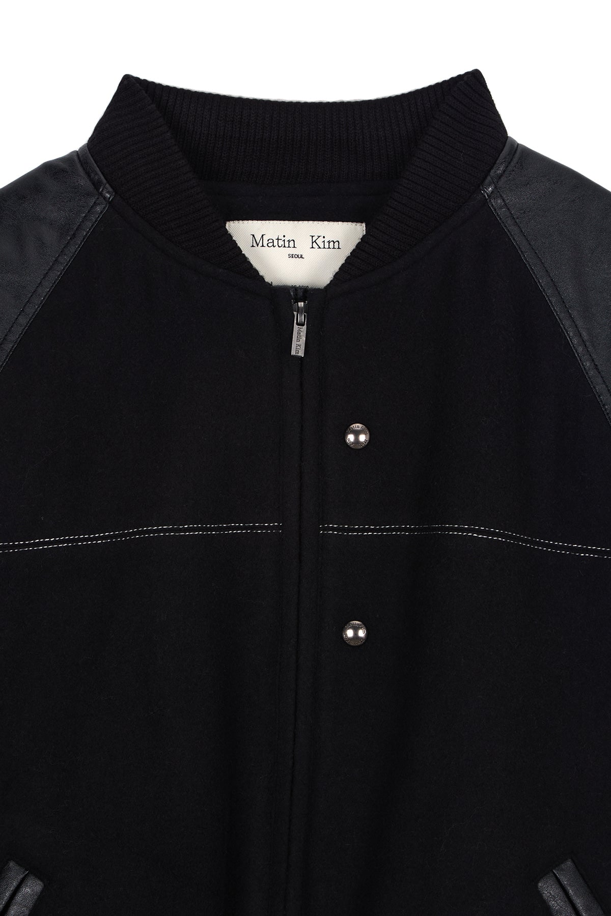 [matinkim] STUNNING POINT FAUX LEATHER JUMPER FOR WOMEN IN BLACK