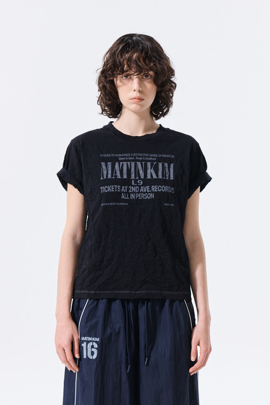 Matinkim Lettering Graffiti Crease Top IN Black