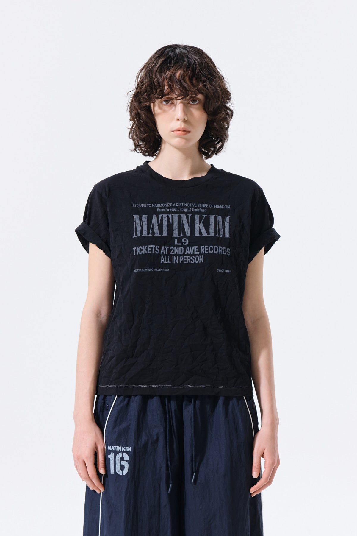 Matinkim Lettering Graffiti Crease Top IN Black