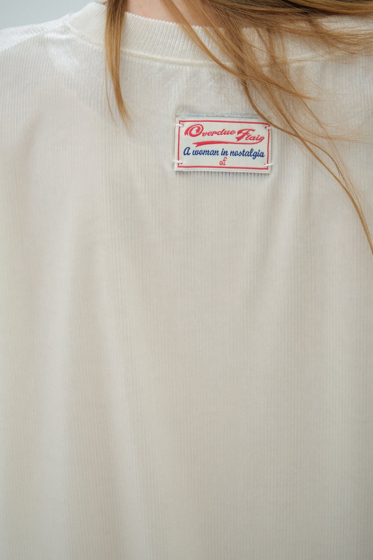 Overdueflair Glow Loose Fit Velvet T-Shirt Ivory