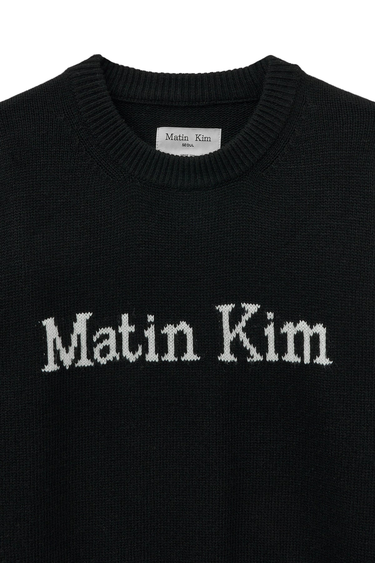 [matinkim] COLOR TRIM LINE LOGO PULLOVER IN BLACK