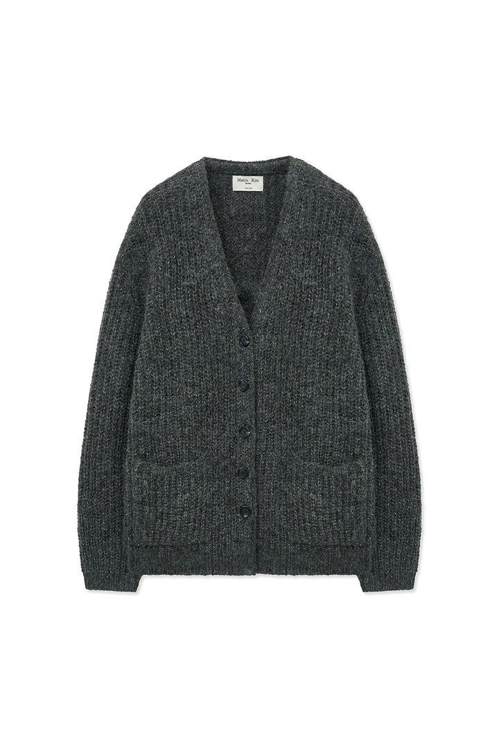 Matinkim Side Button Point Overfit Cardigan IN Charcoal
