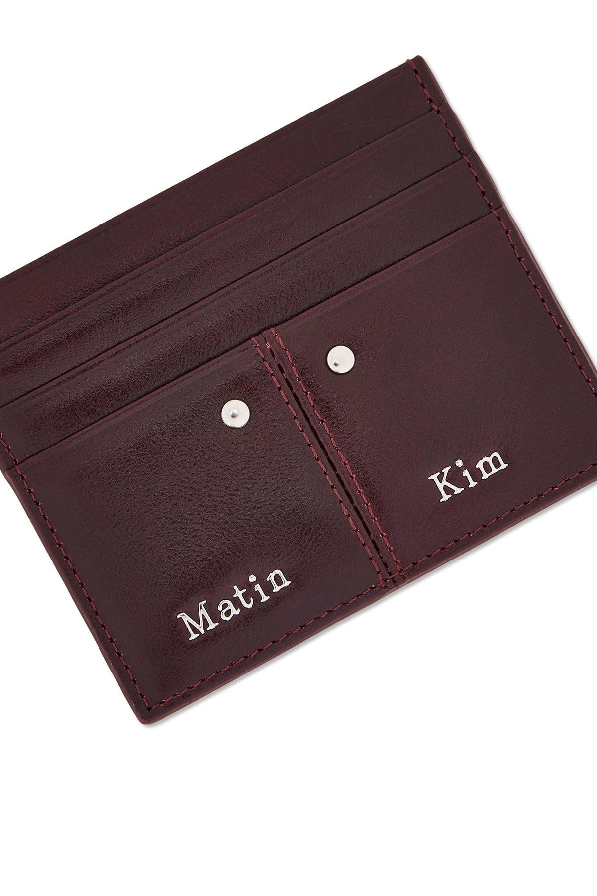 Matinkim Steel Logo Rivet Card Wallet IN Wine