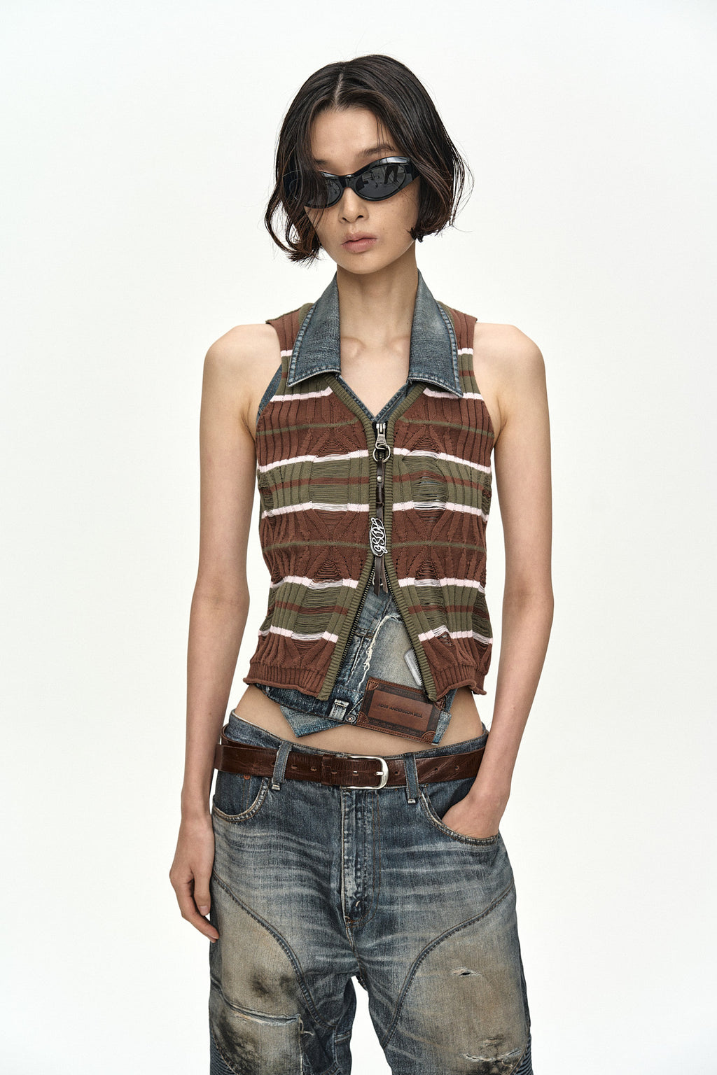 Andersson Bell Stripe Open Knit Vest