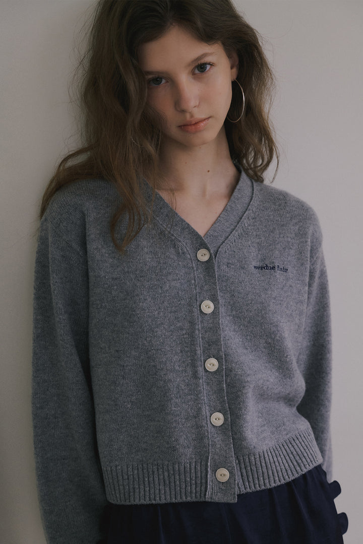 Overdueflair Overdue Wool V-Neck Cardigan Grey