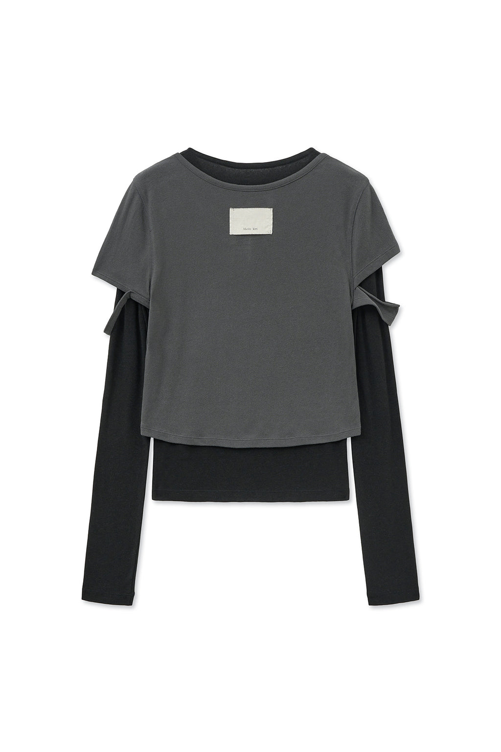 [matinkim] LAYERED POINT SLIM TOP IN CHARCOAL