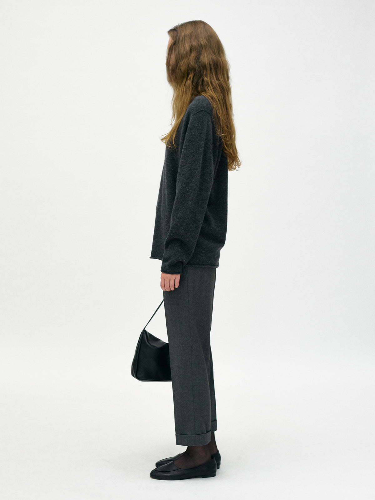 Nothing Written Ellis cuff wool pants (Deep gray)