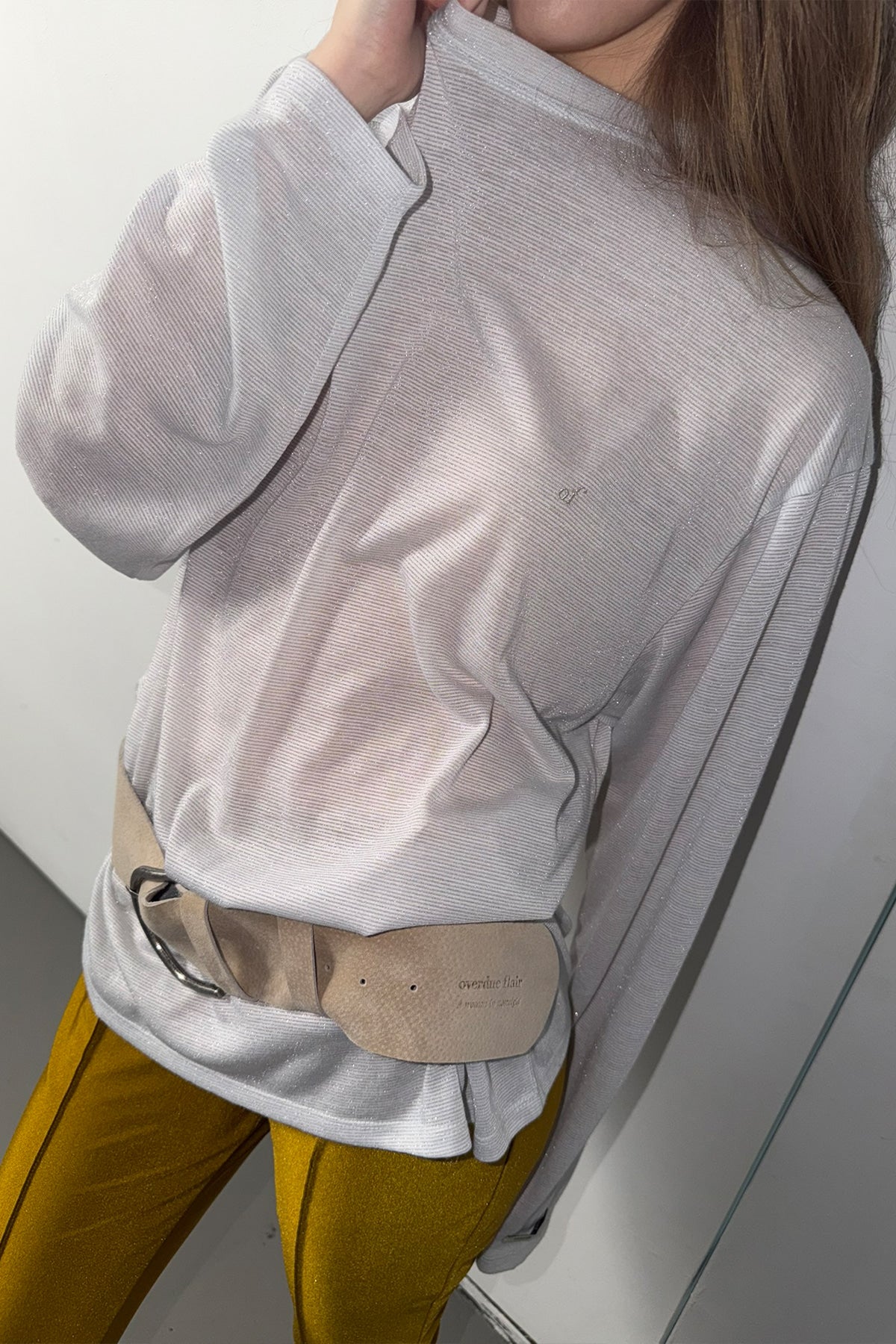 Overdueflair Stripe Long Sleeve T-Shirt Silver