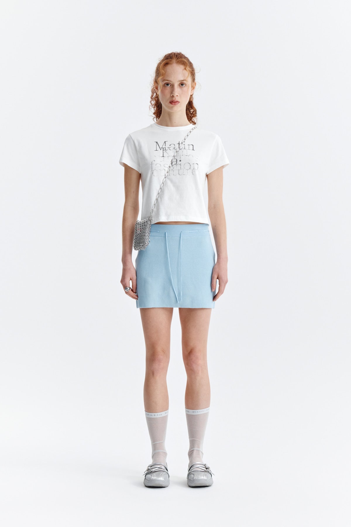Matinkim Dusty Typo Graphic Crop Top IN White