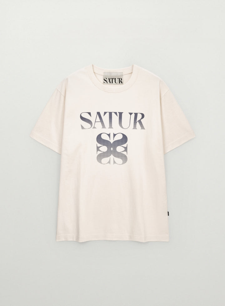 Satur Gradient Big Logo T-Shirt - Cream