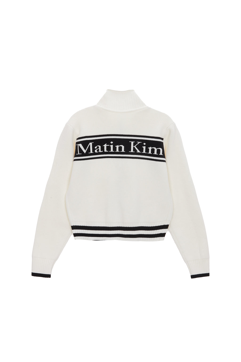 [matinkim] SPELL POINT STRIPE WOOL BLENDED KNIT CARDIGAN IN IVORY