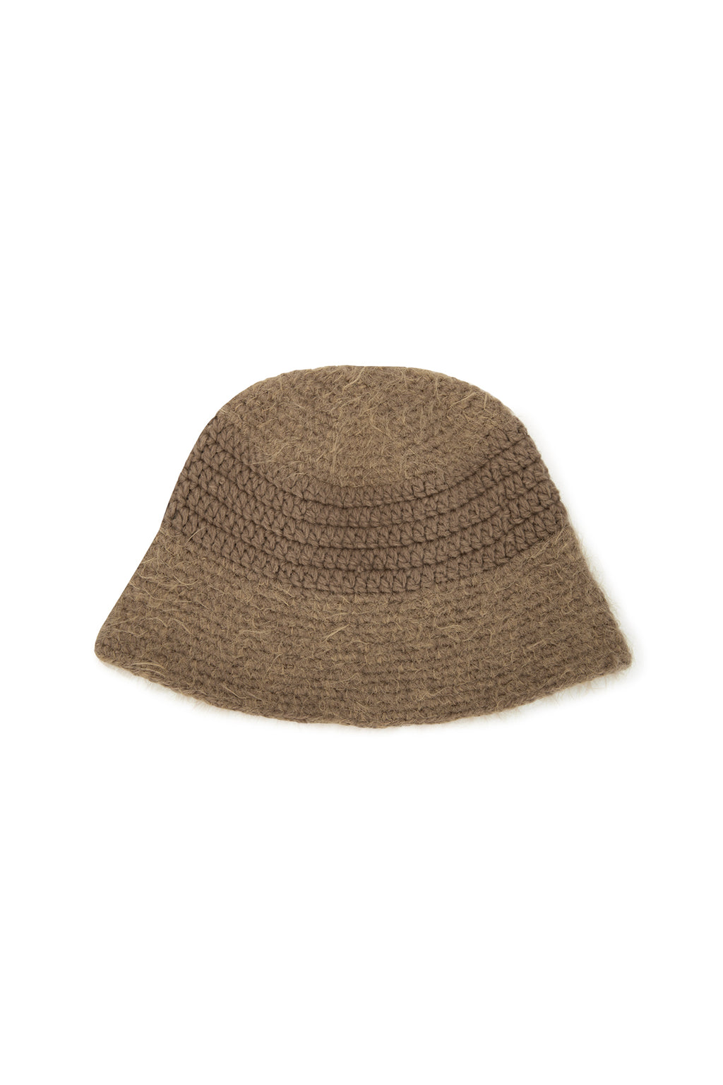 [matinkim] LOGO HAIRY KNIT BUCKET HAT IN BEIGE