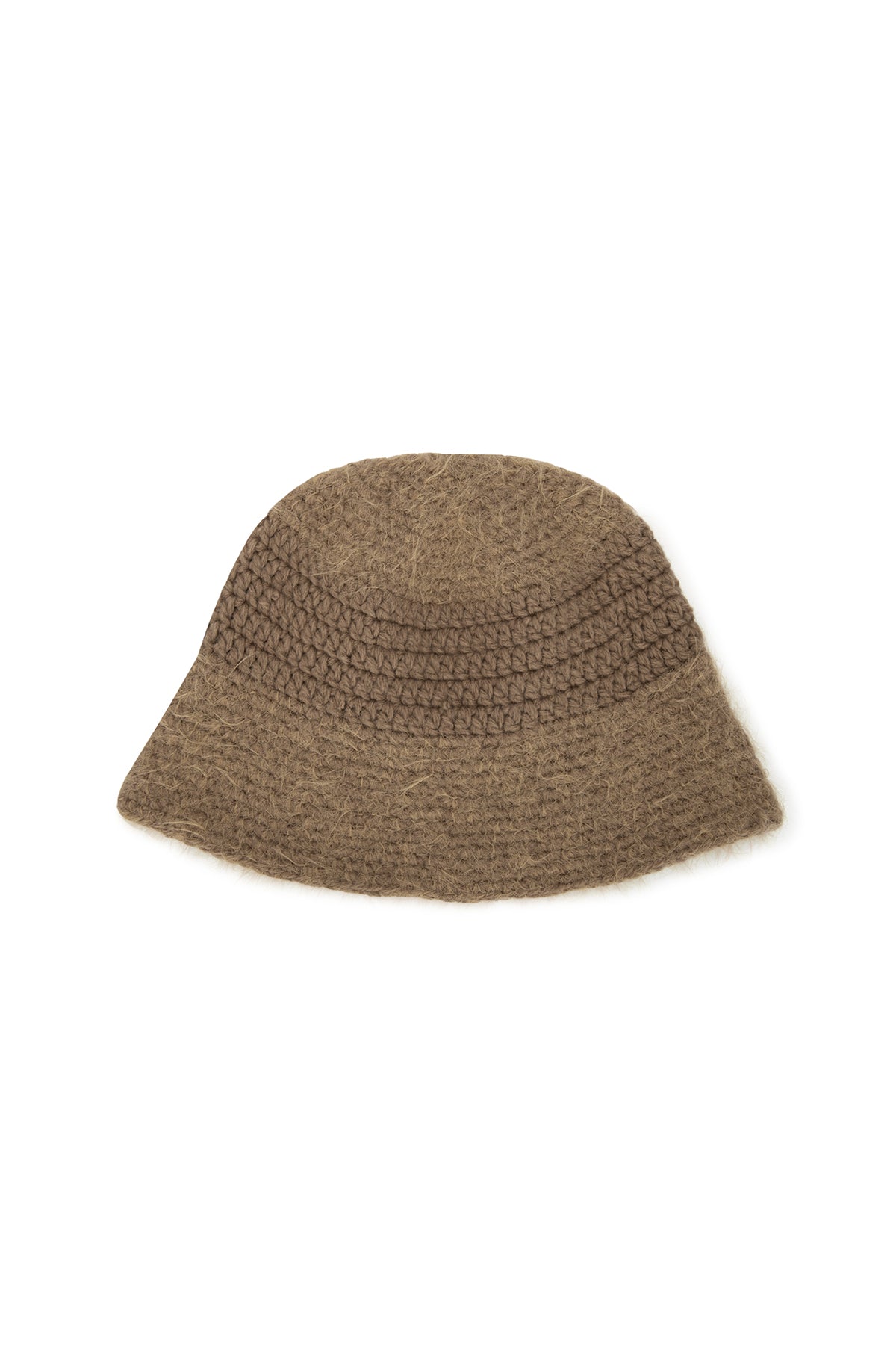 [matinkim] LOGO HAIRY KNIT BUCKET HAT IN BEIGE