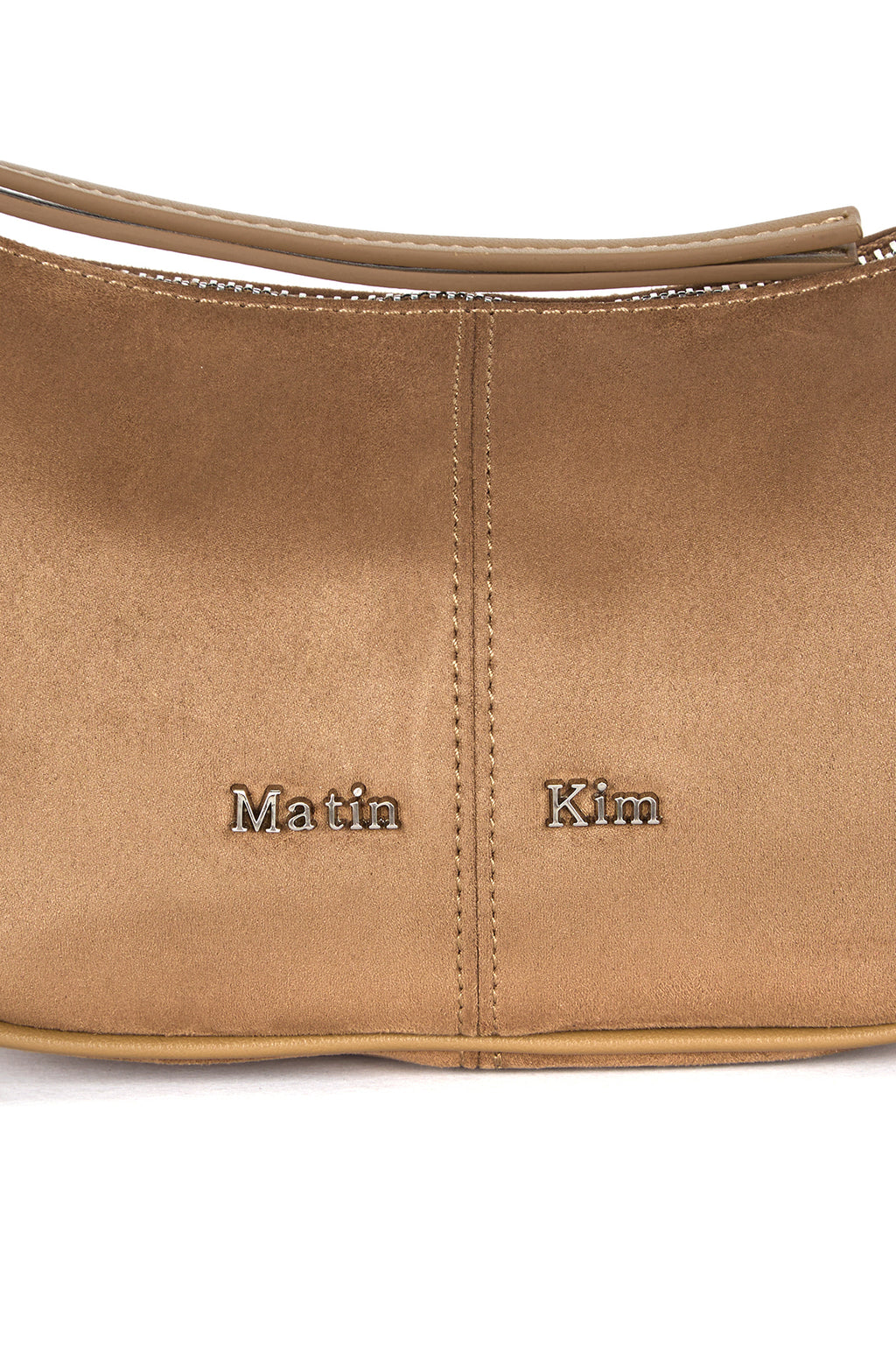 [matinkim] SUEDE MINI ARC HOBO BAG IN BEIGE