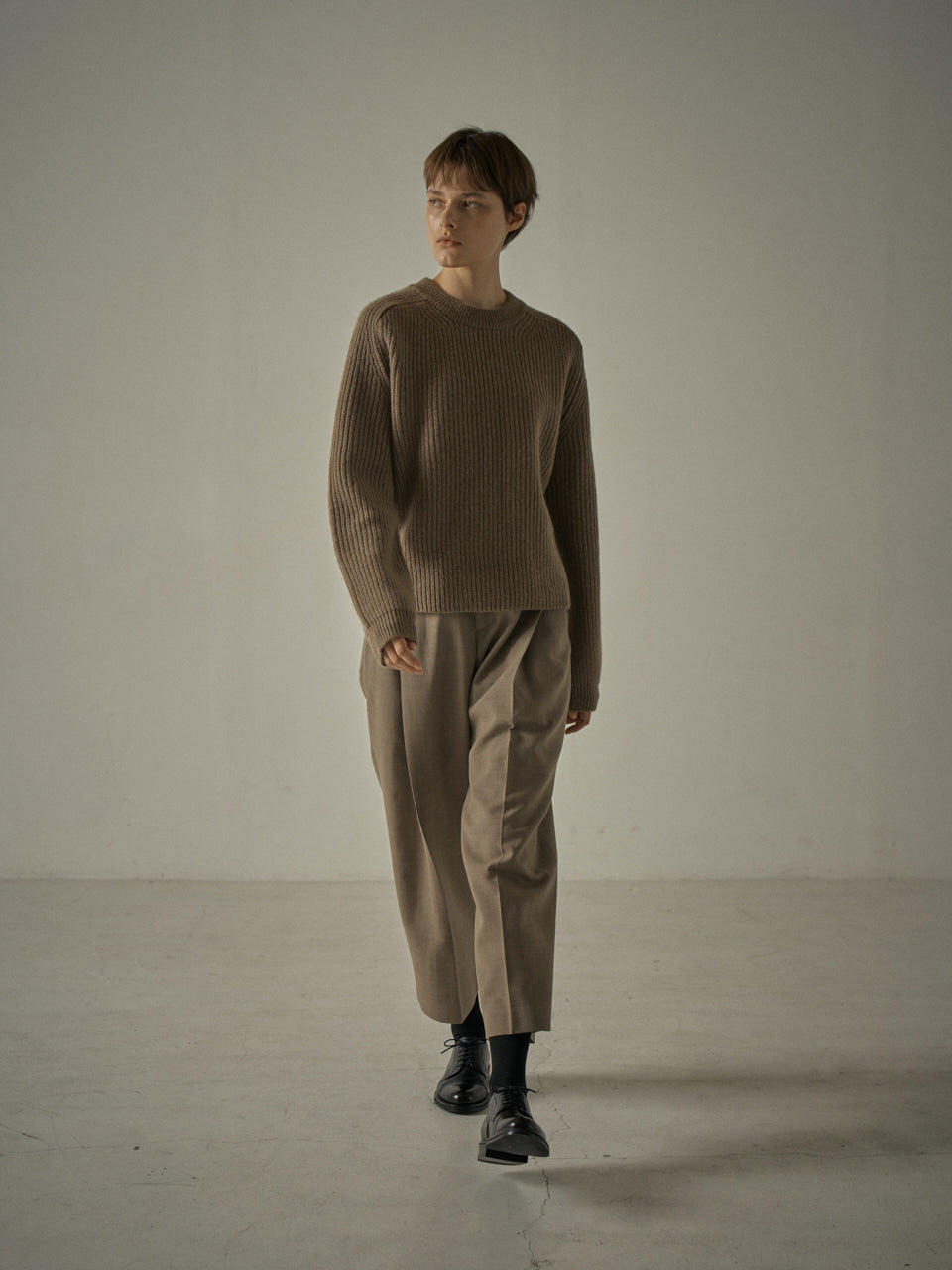 Facade Pattern Round Wool Pants cocoa brown
