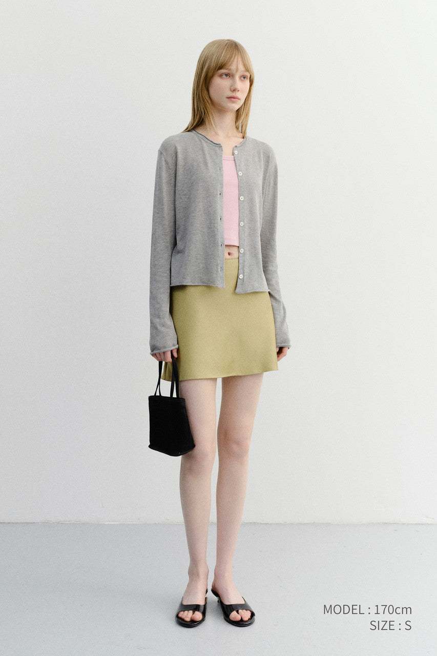 Dunst Summer Essential Crewneck Cardigan Melange Grey