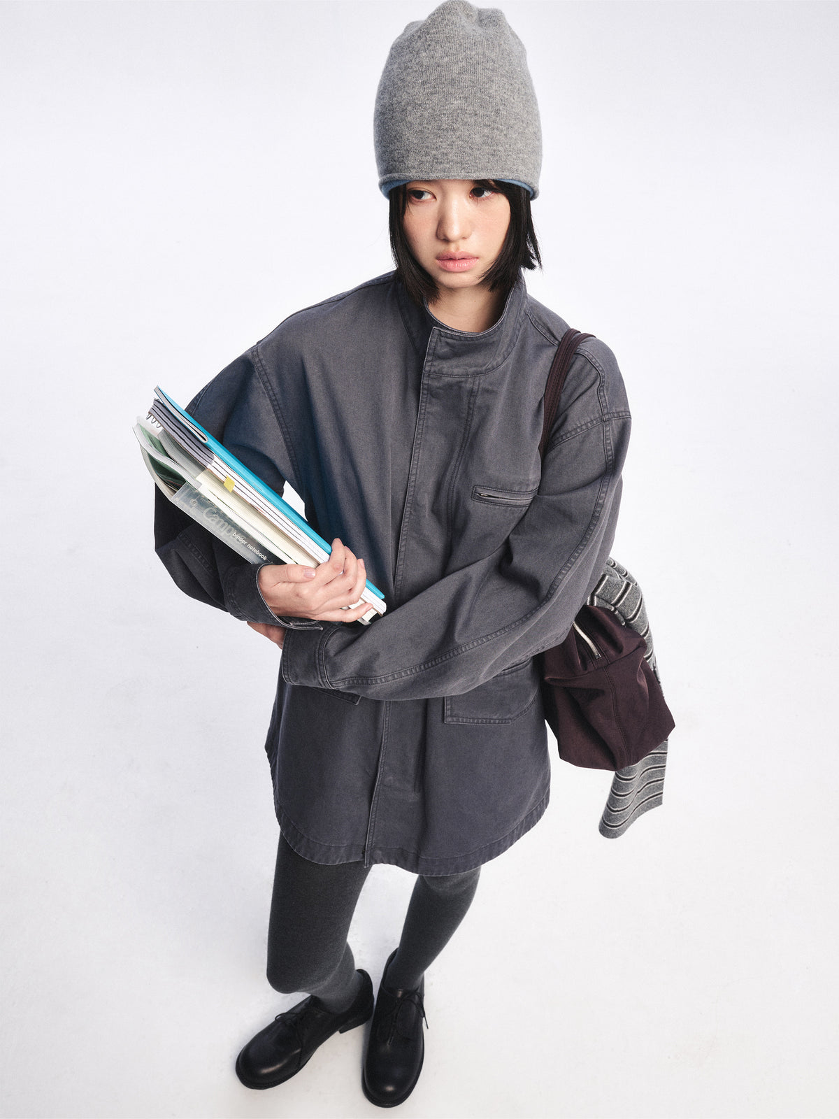 Low Classic Wool Blend Reversible Beanie Melange Grey