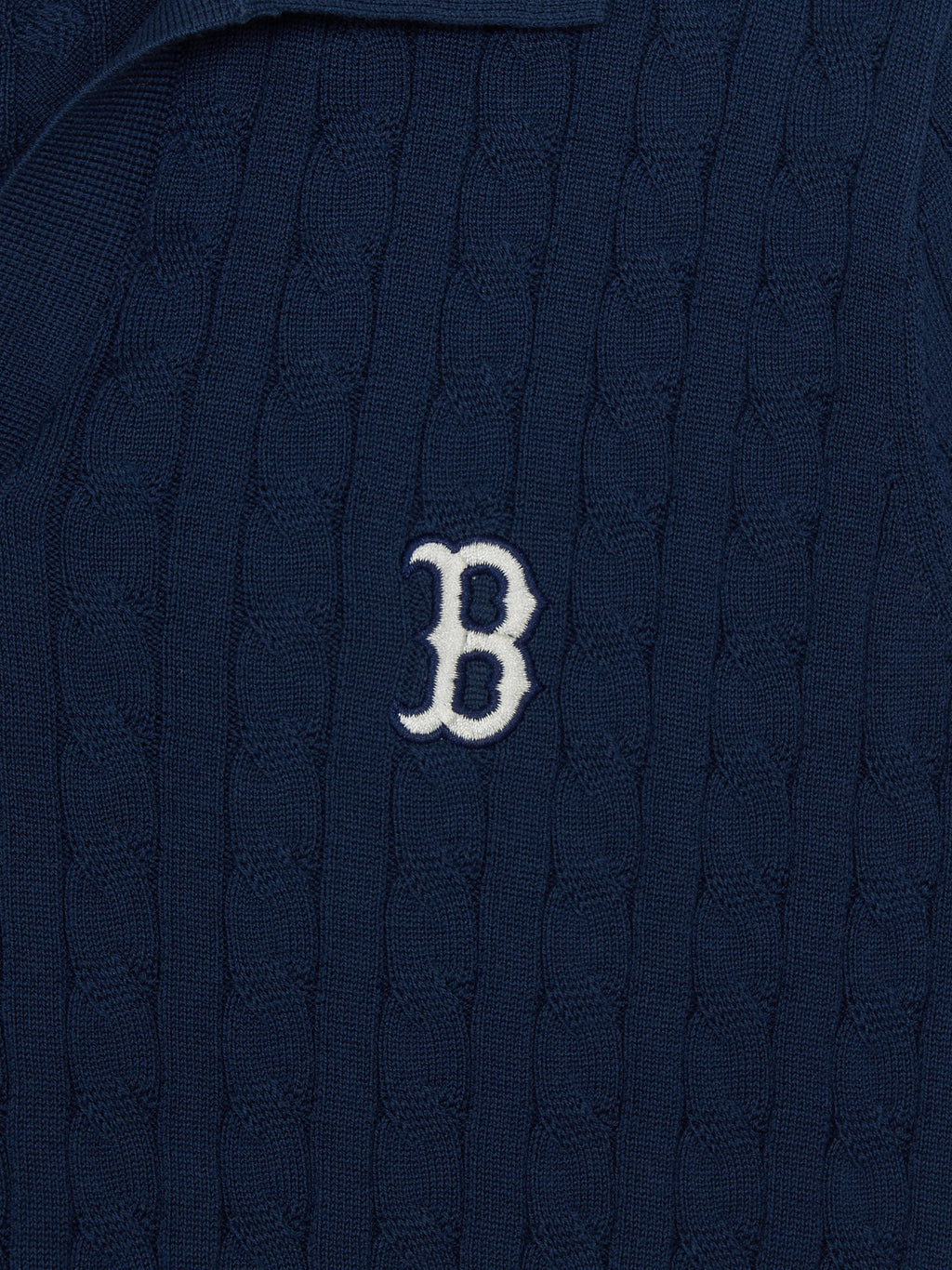 MLB Korea Women's Varsity Cable Open Collar Short Sleeve Knit Pullover