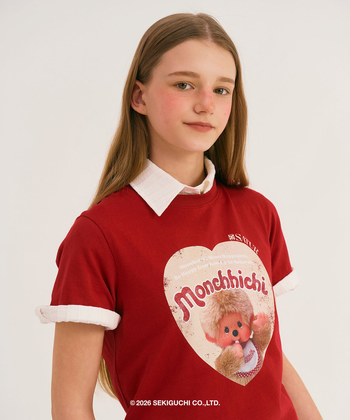 Satur (W) Satur X Monchhichi Saturday Mood T-Shirt - Red