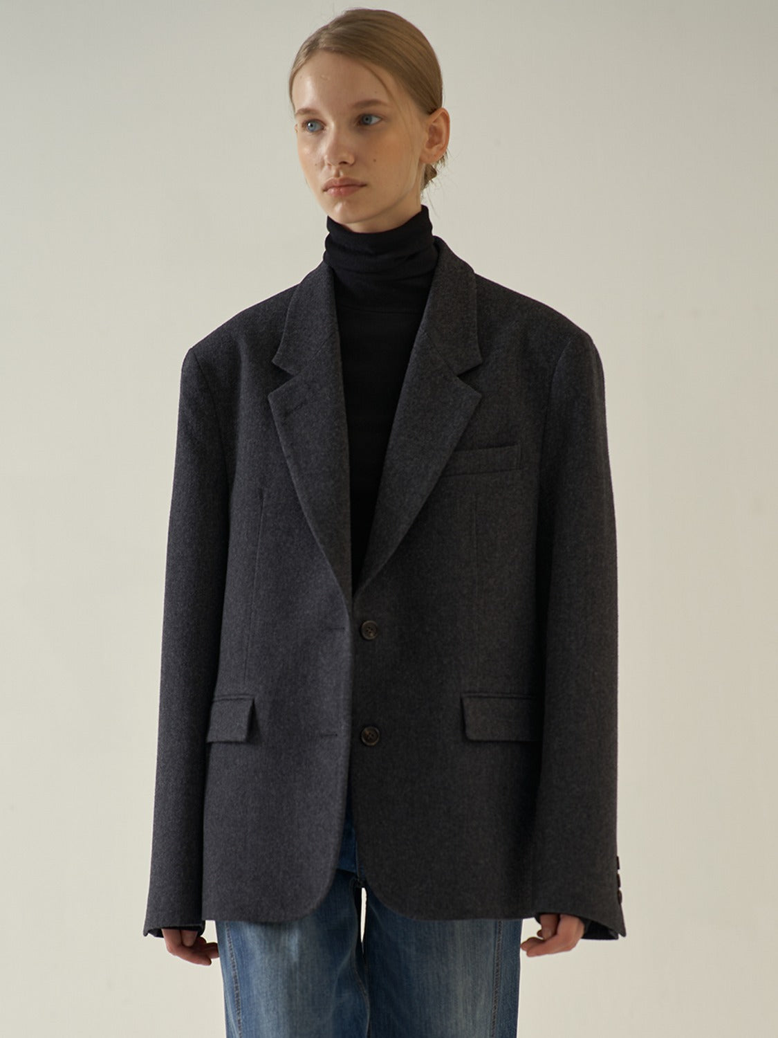 Facade Pattern Classic Wool Jacket charcoal
