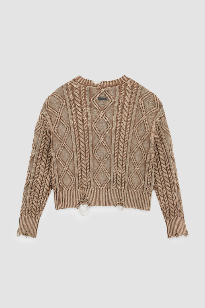Matinkim Washed Cable Pullover IN Beige