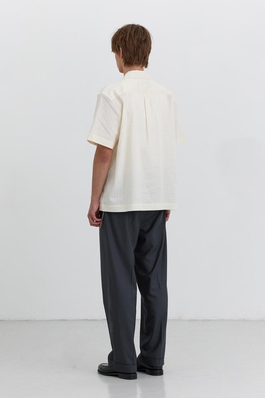 Dunst Collared Striped Shirt Cream Stripe