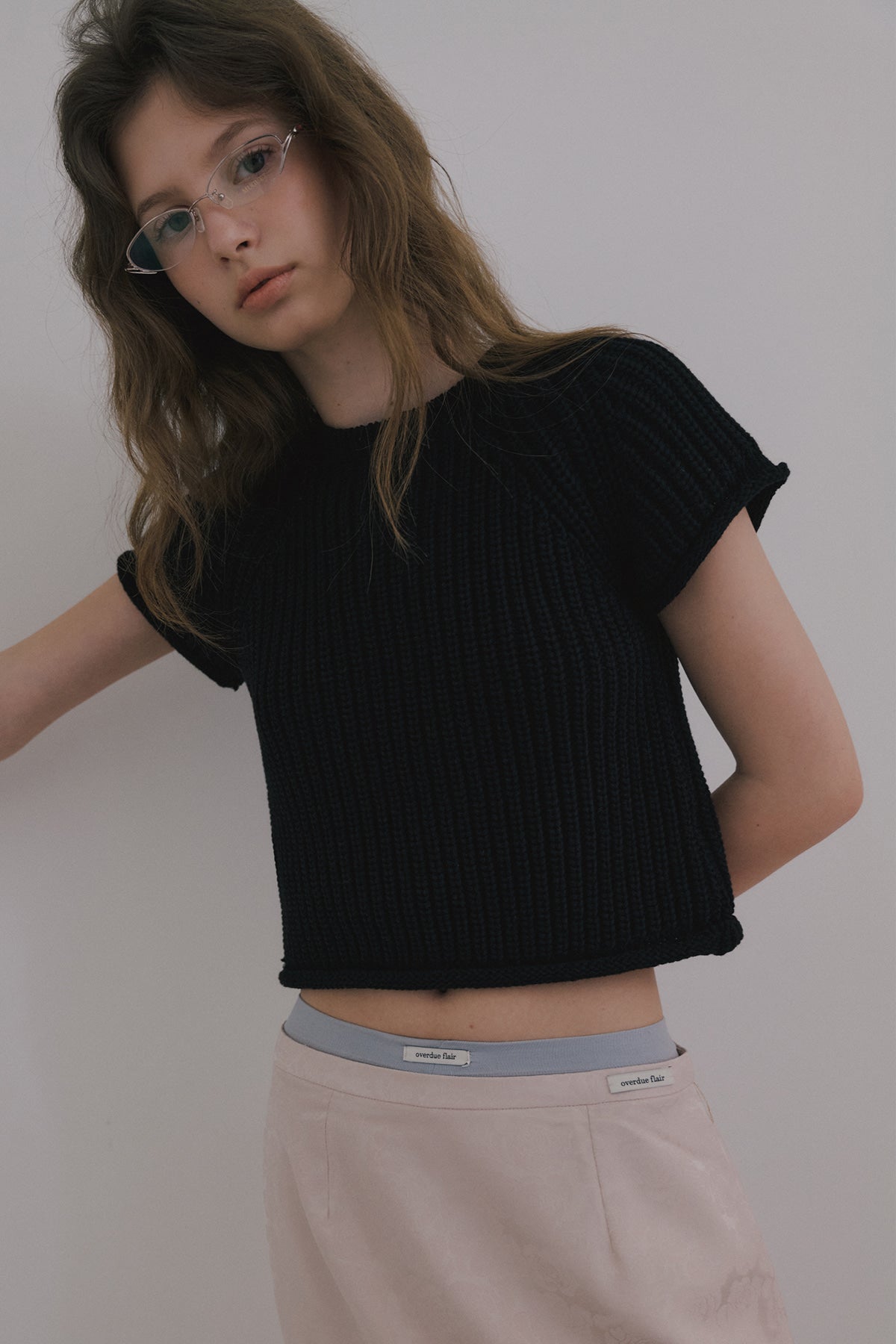 Overdueflair Rolling Cap Sleeve Knit Black