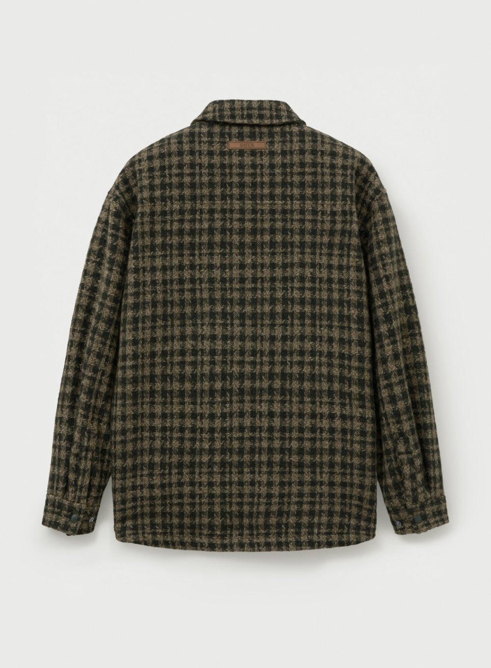 [satur] Check Fleece Shirt Jacket - Khaki