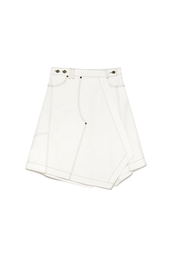 Matinkim Denim Mixed Flare Skirt IN Ivory