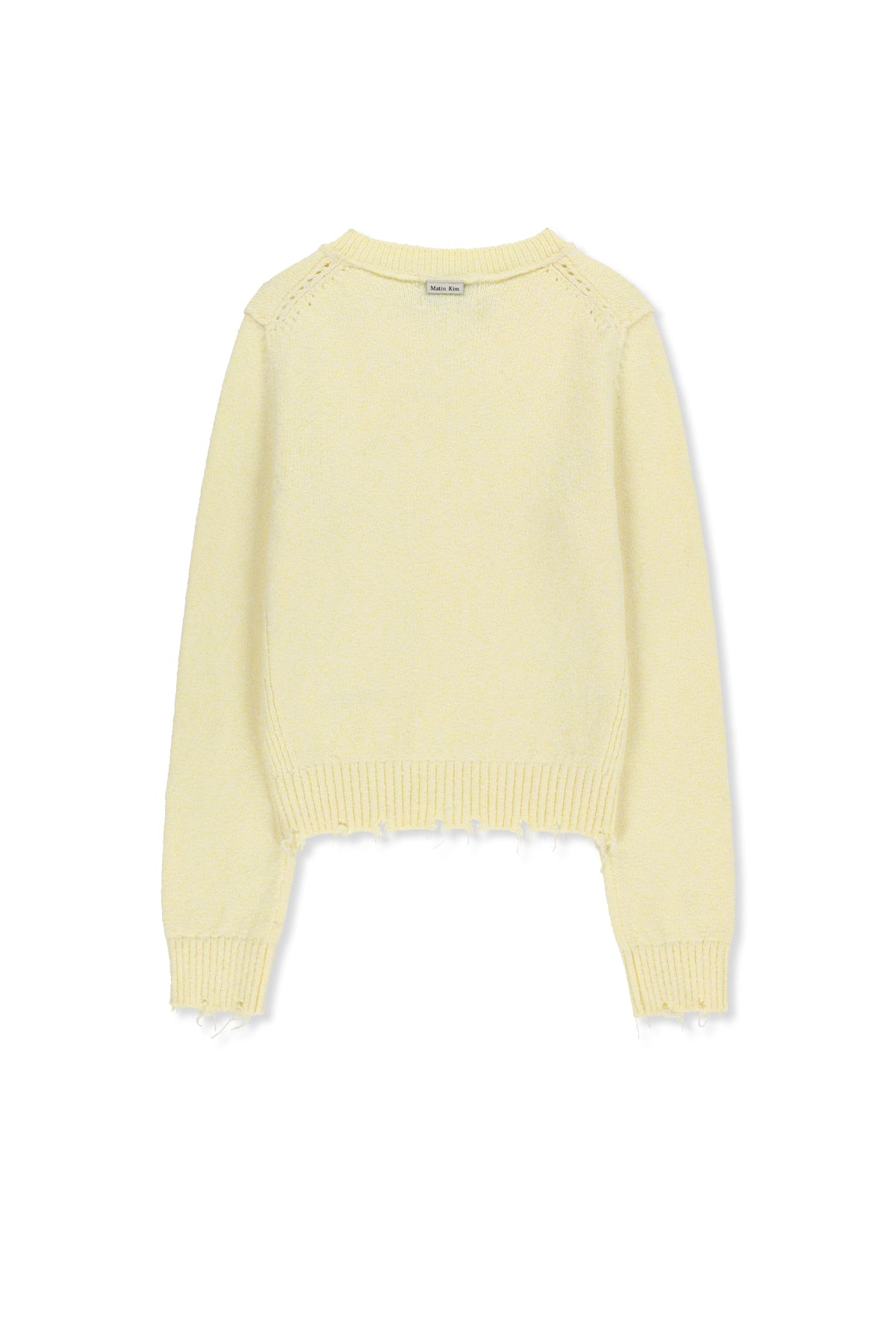 Matinkim Distressed Hem V Neck Knit Pullover IN Light Yellow