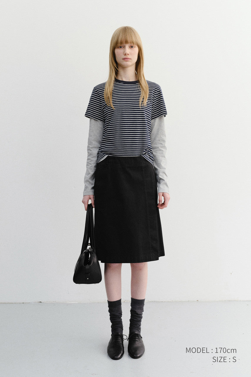 Dunst Essential Stripe Logo T-Shirt Navy Cream Stripe